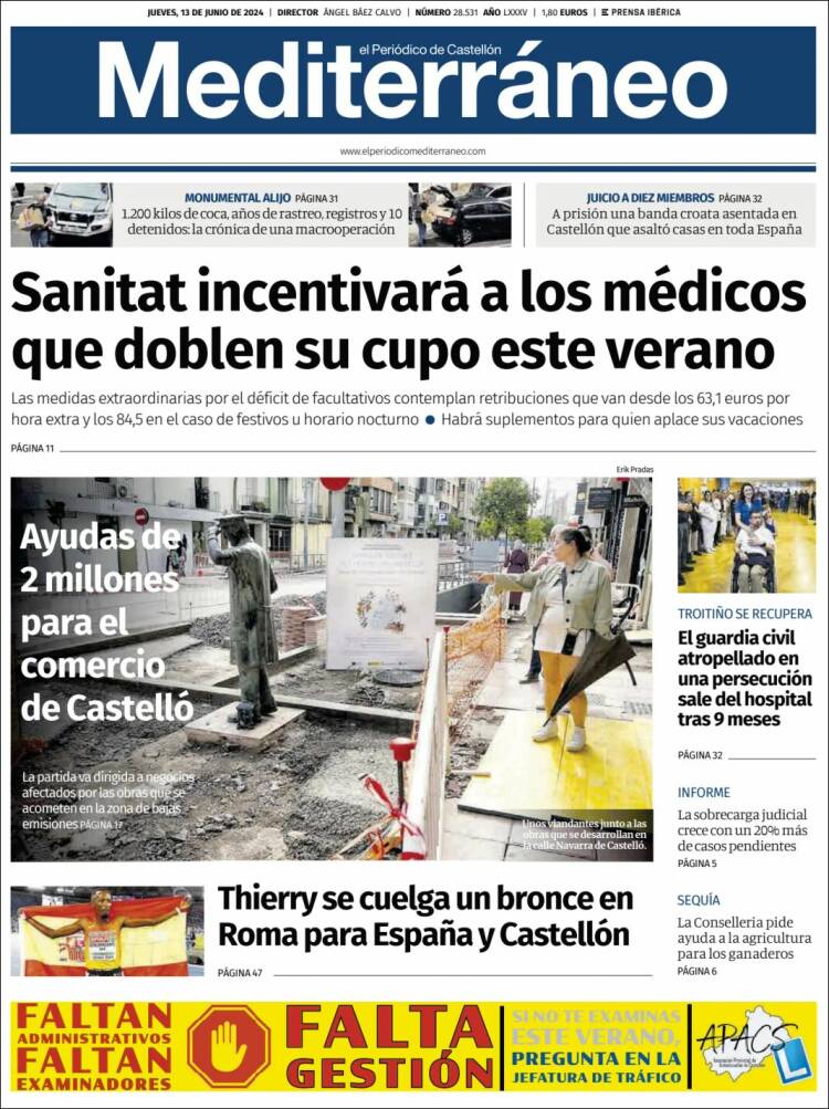 Portada de El Periódico Mediterraneo (España)