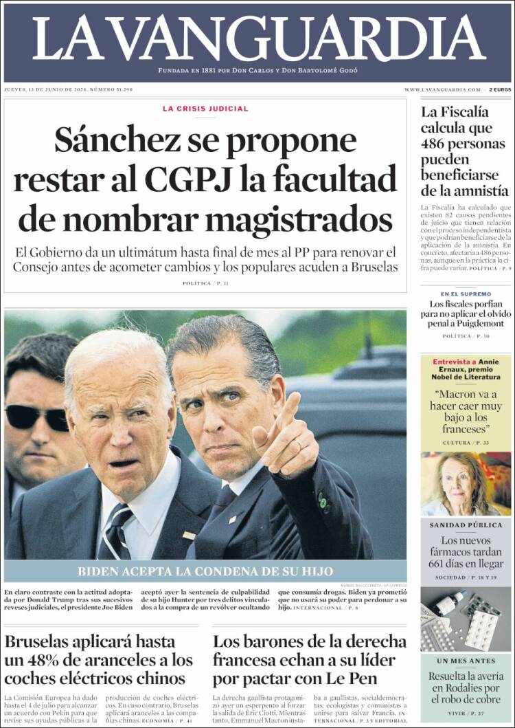 Portada de La Vanguardia (España)