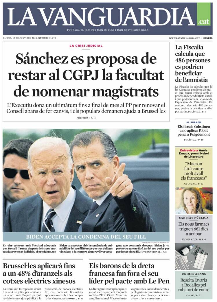 Portada de La Vanguardia (España)