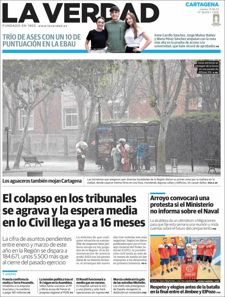Portada de La Verdad de Cartagena (España)