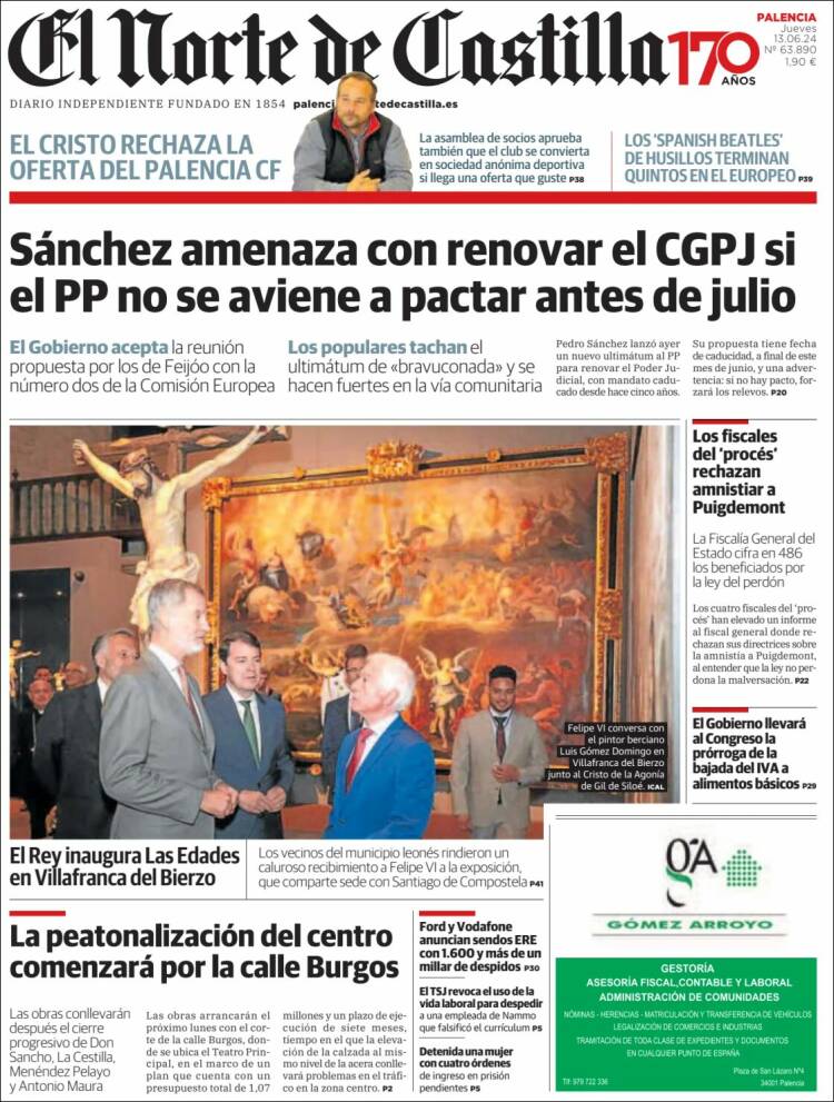 Portada de Norte de Castilla - Palencia (España)