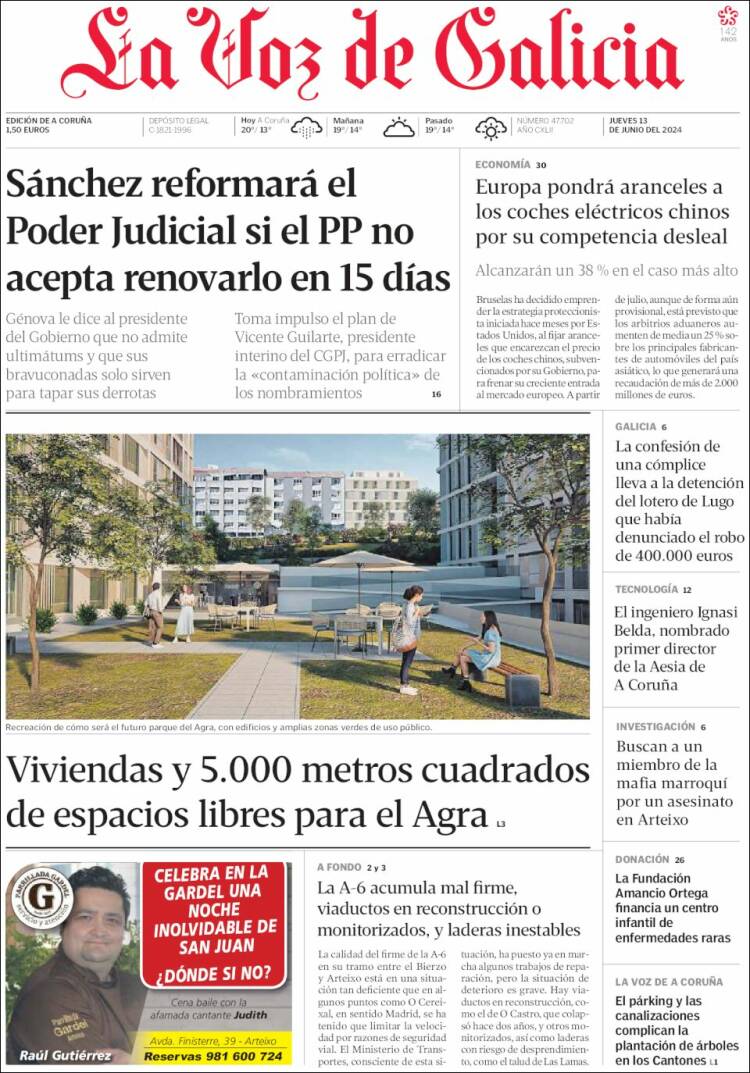 Portada de La Voz de Galicia (España)