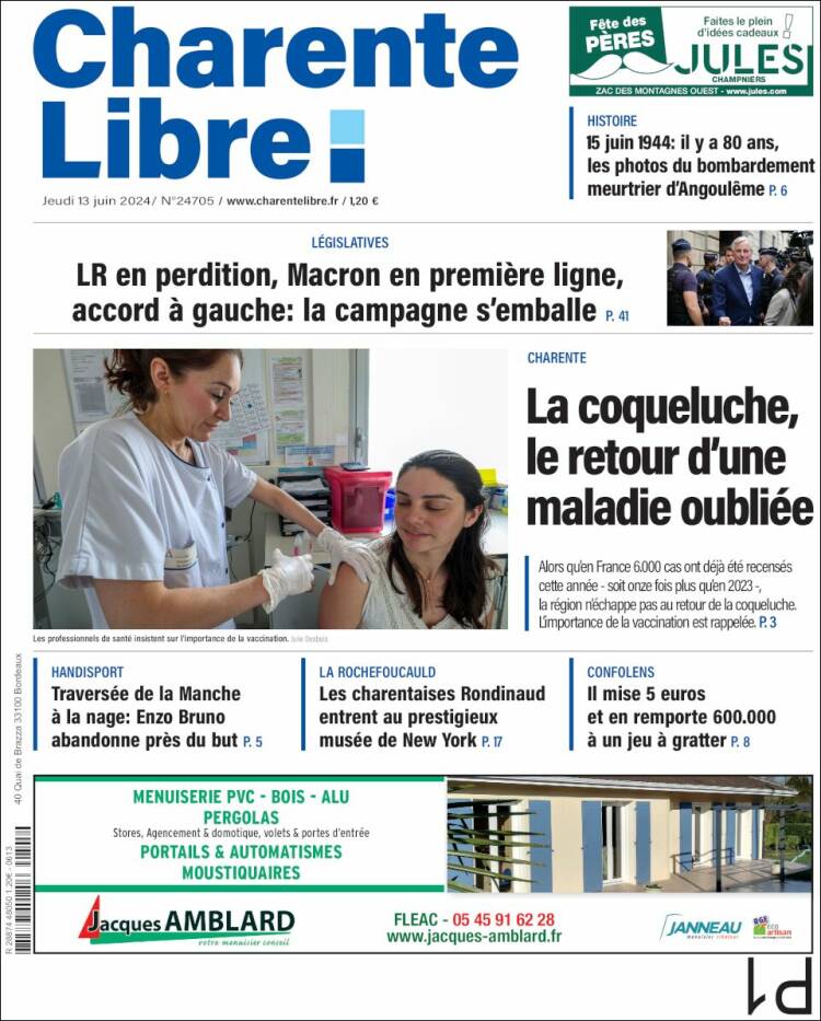 Portada de Charente Libre (Francia)