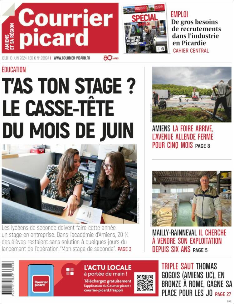 Portada de Courrier Picard (Francia)