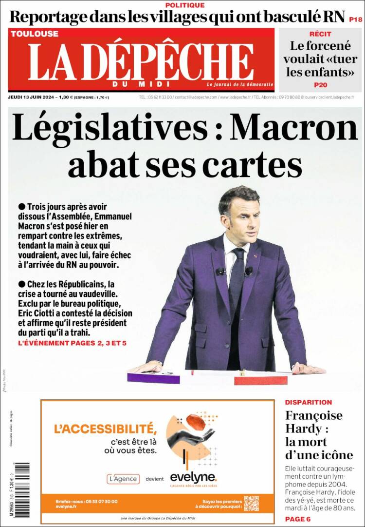 Portada de La Dépêche du Midi (Francia)