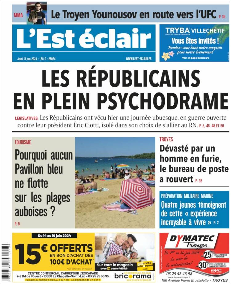 Portada de L'Est Eclair (Francia)