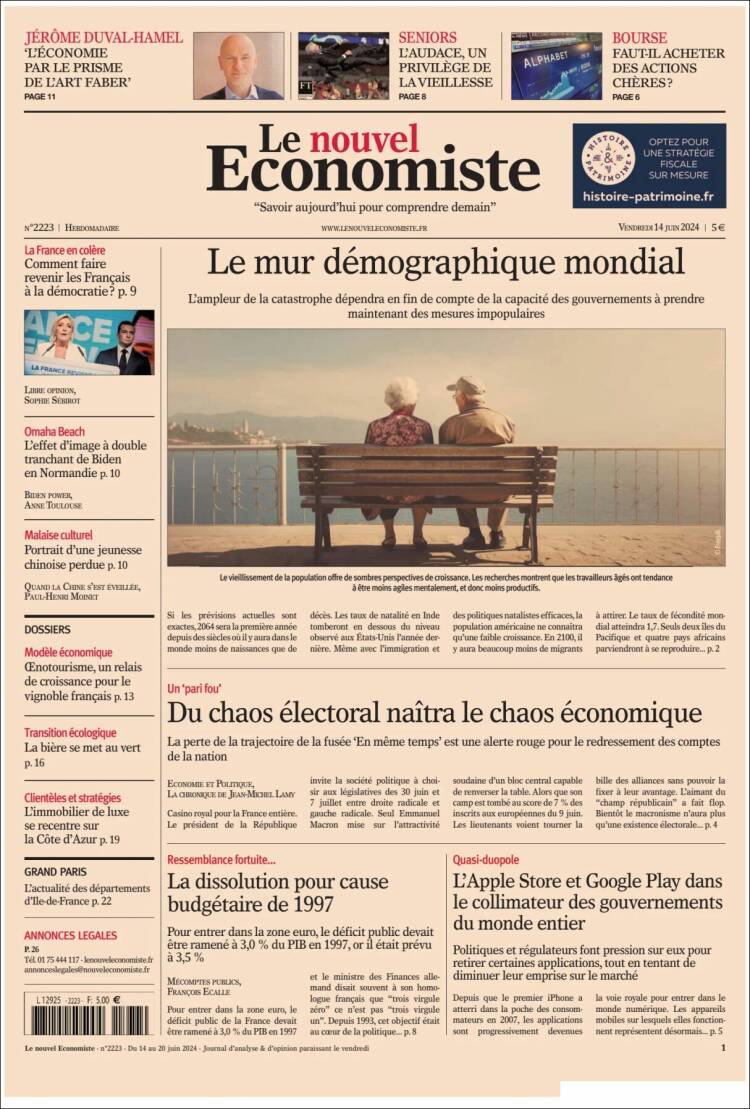 Portada de Le nouvel Economiste (Francia)