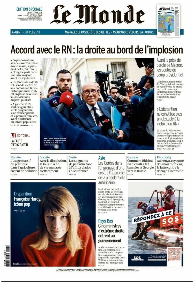 Portada de Le Monde (Francia)