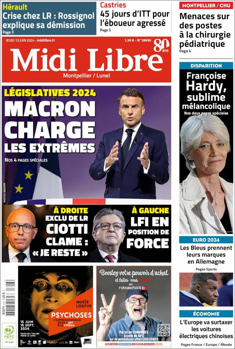Portada de Midi Libre (Francia)