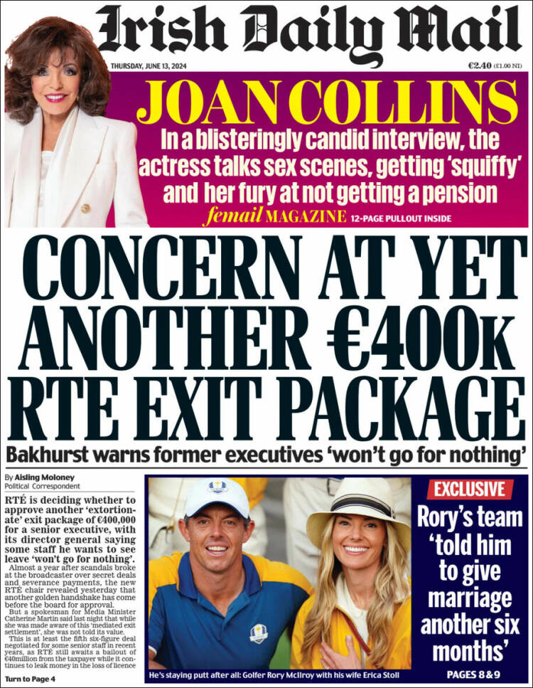 Portada de Irish Daily Mail (Irlanda)