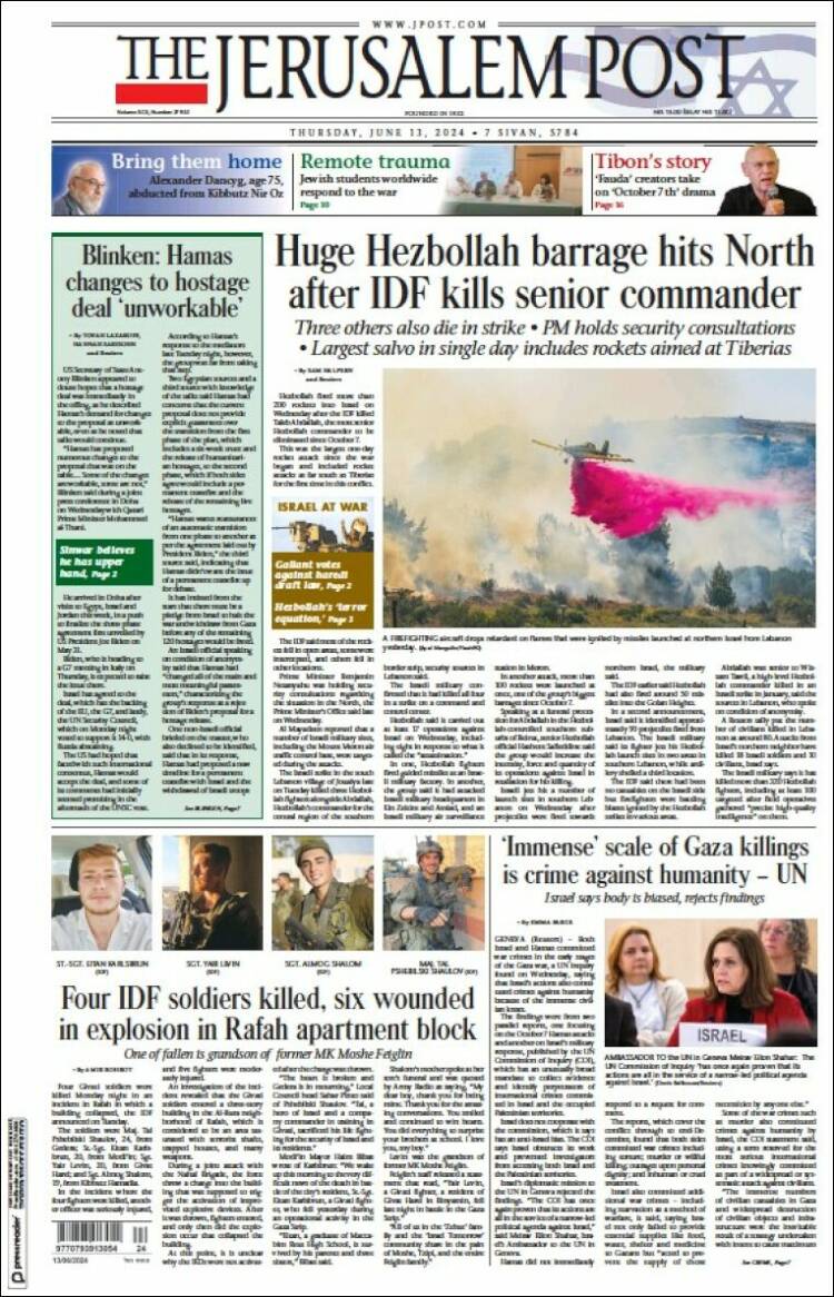 Portada de The Jerusalem Post (Israel)