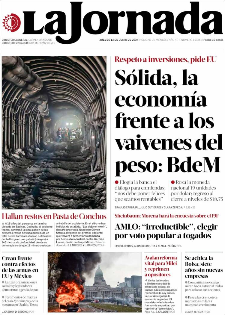 Portada de La Jornada (M&eacute;xico)
