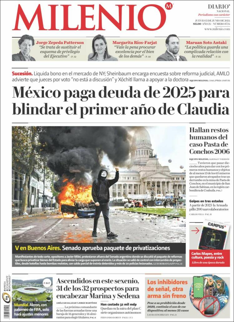 Portada de Milenio (M&eacute;xico)