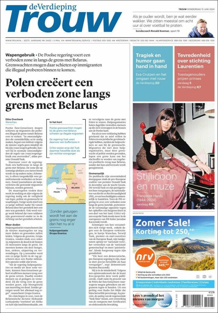 Portada de Trouw (Pa&iacute;ses Bajos)