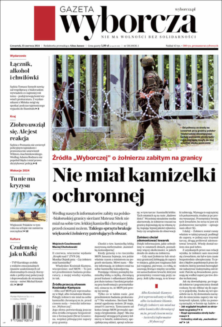 Portada de Gazeta Wyborcza (Polonia)