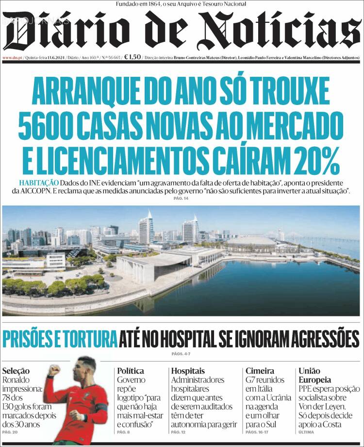 Portada de Diário de Noticias (Portugal)