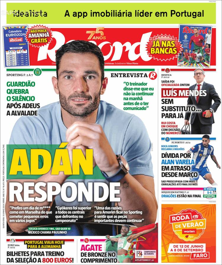 Portada de Jornal de Negócios (Portugal)