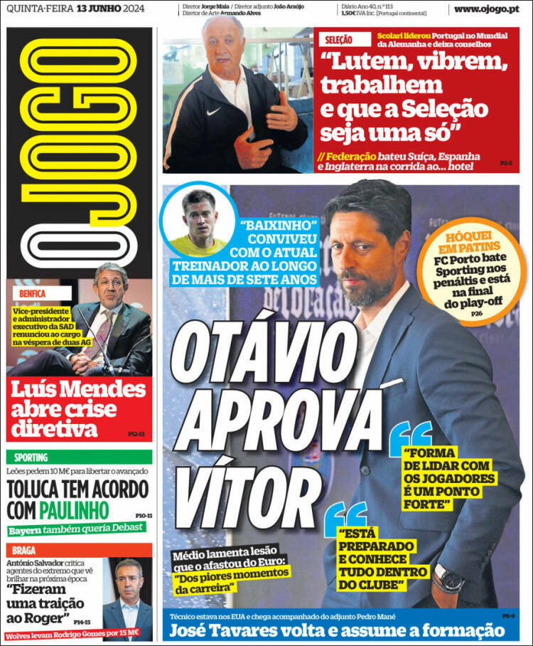 Portada de O Jogo (Portugal)