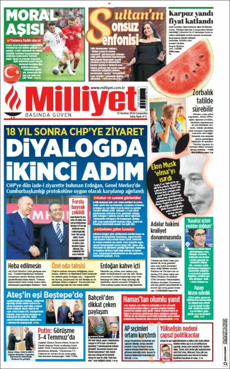Portada de Milliyet (Turqu&iacute;a)