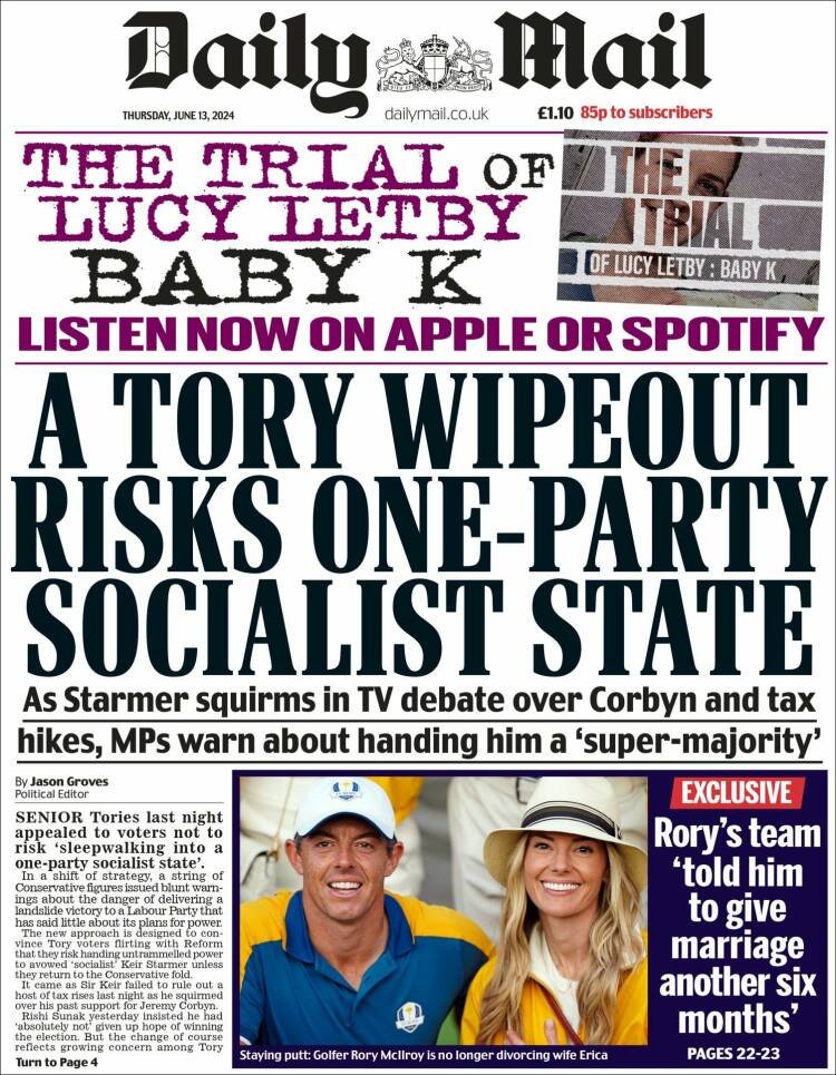 Portada de Daily Mail (Reino Unido)