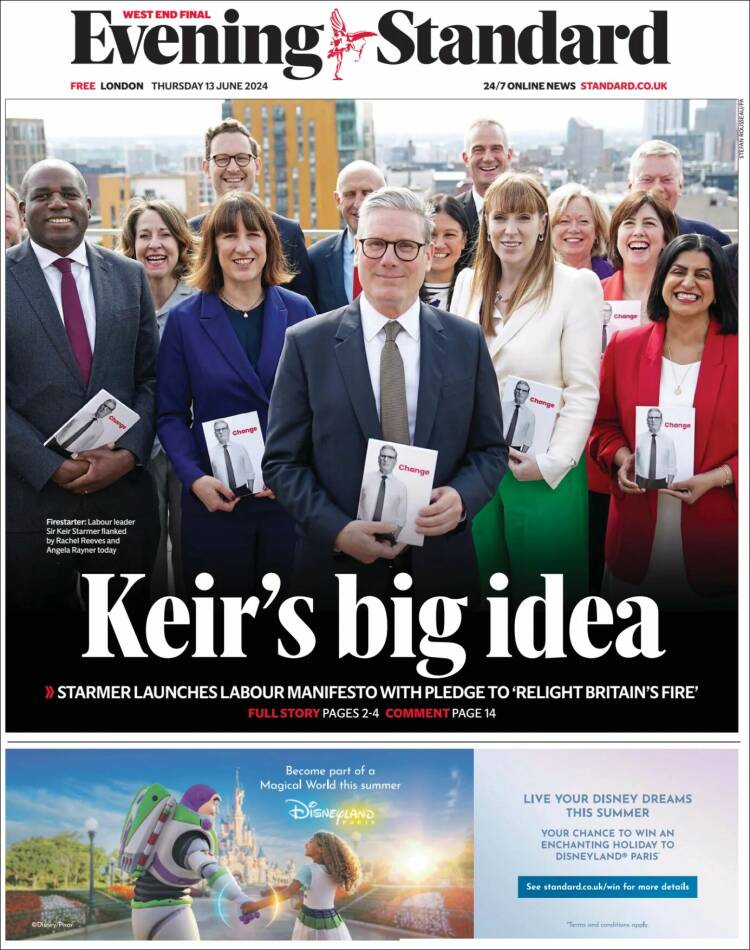 Portada de Evening Standard (Reino Unido)