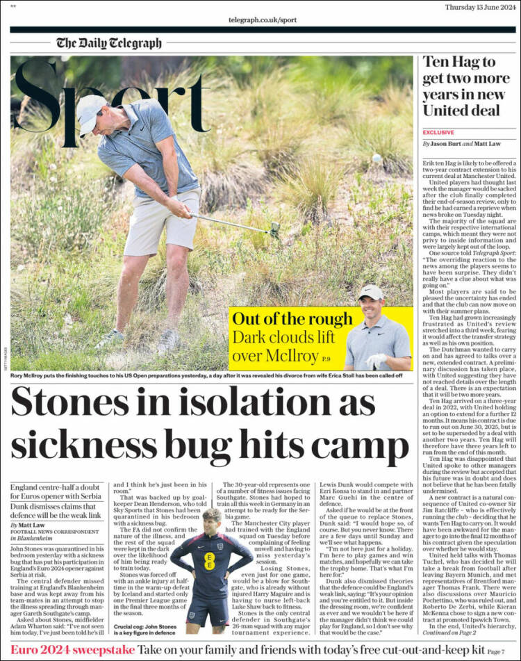 Portada de Telegraph Sport (Reino Unido)