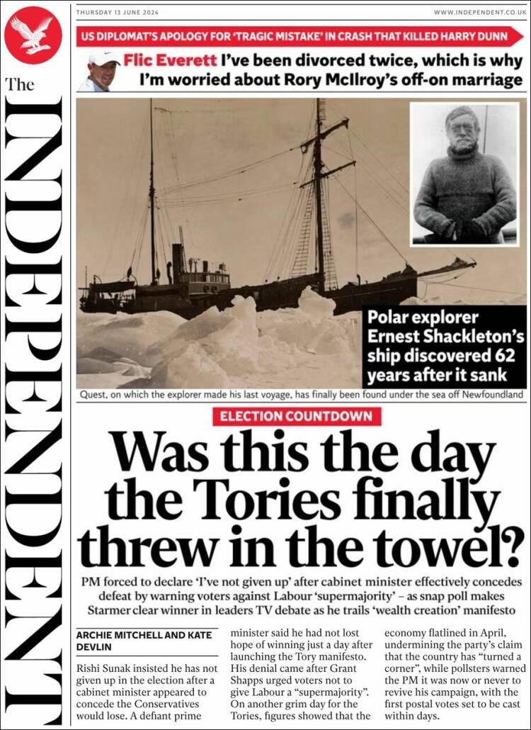 Portada de The Independent (Reino Unido)