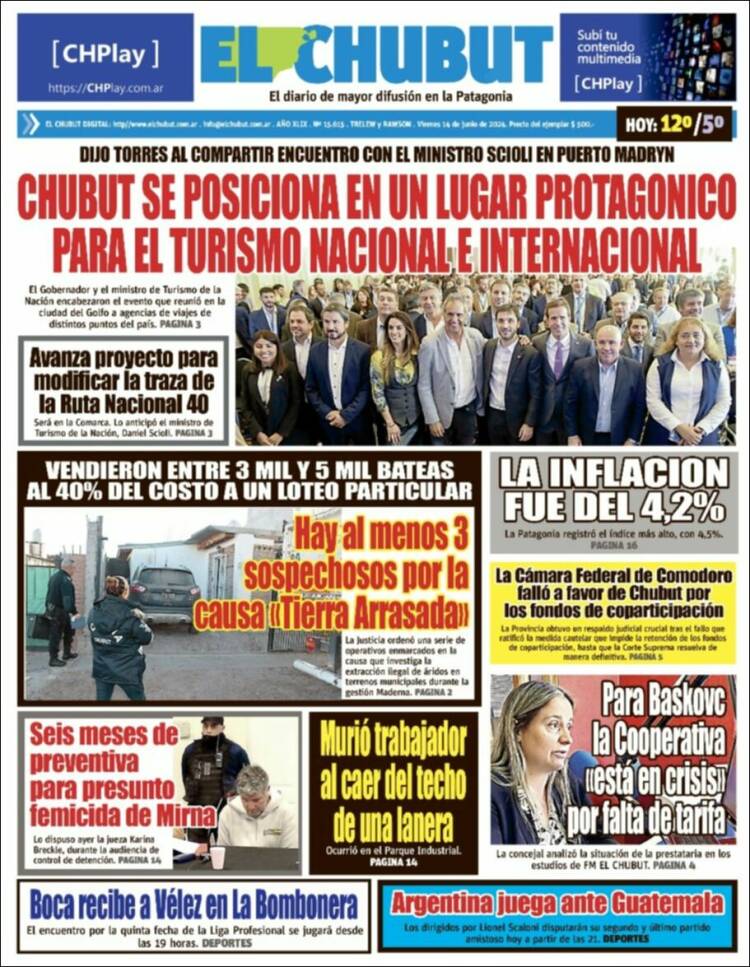 Portada de El Chubut (Argentina)
