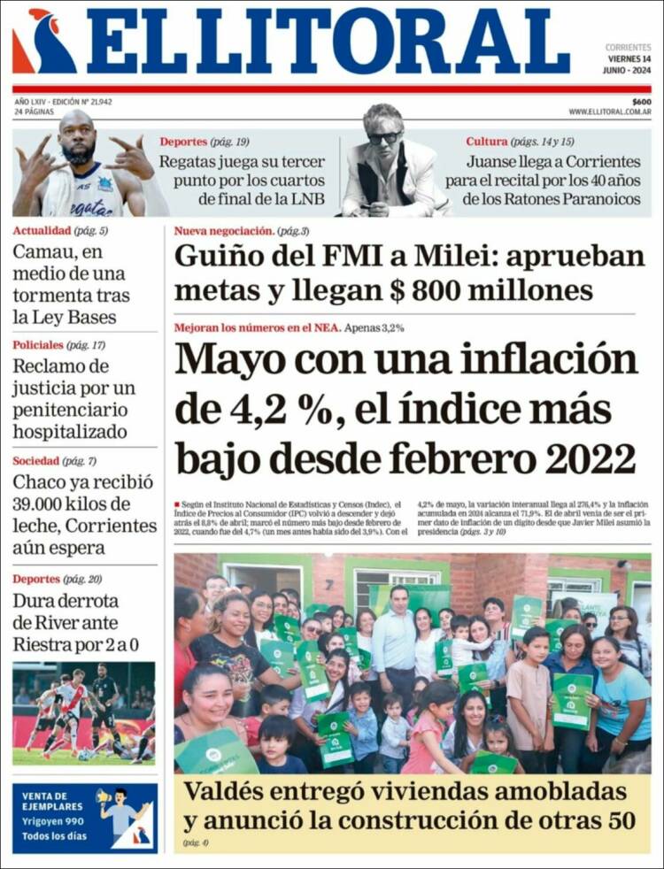 Portada de El Litoral Corrientes (Argentina)