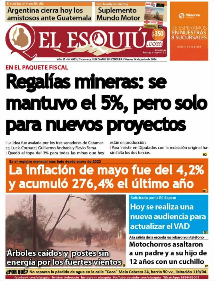 Portada de El Esquiu (Argentina)