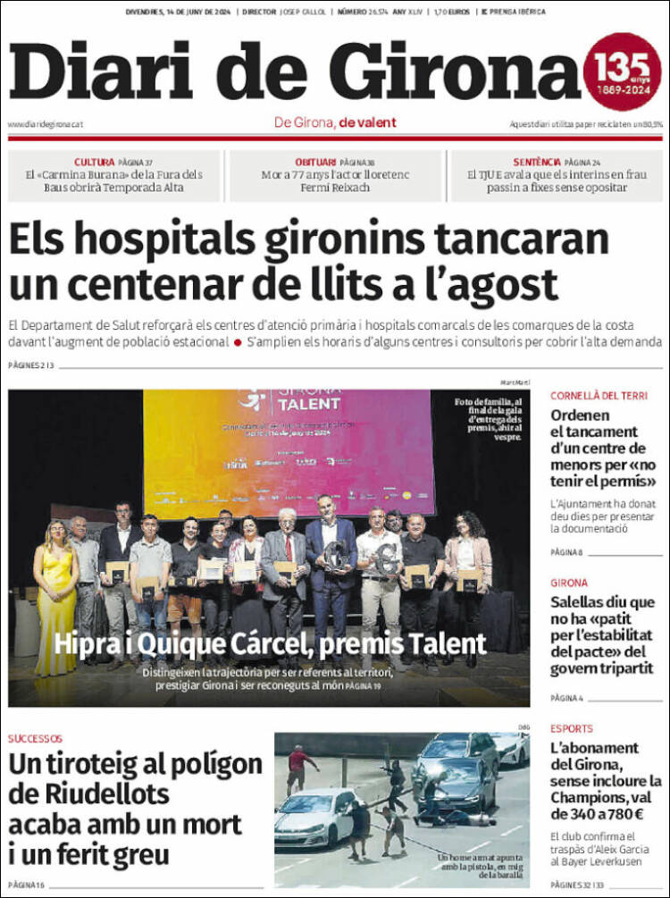 Portada de Diari de Girona (España)