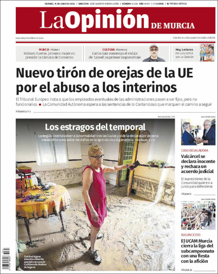Portada de La Opinión de Murcia (España)