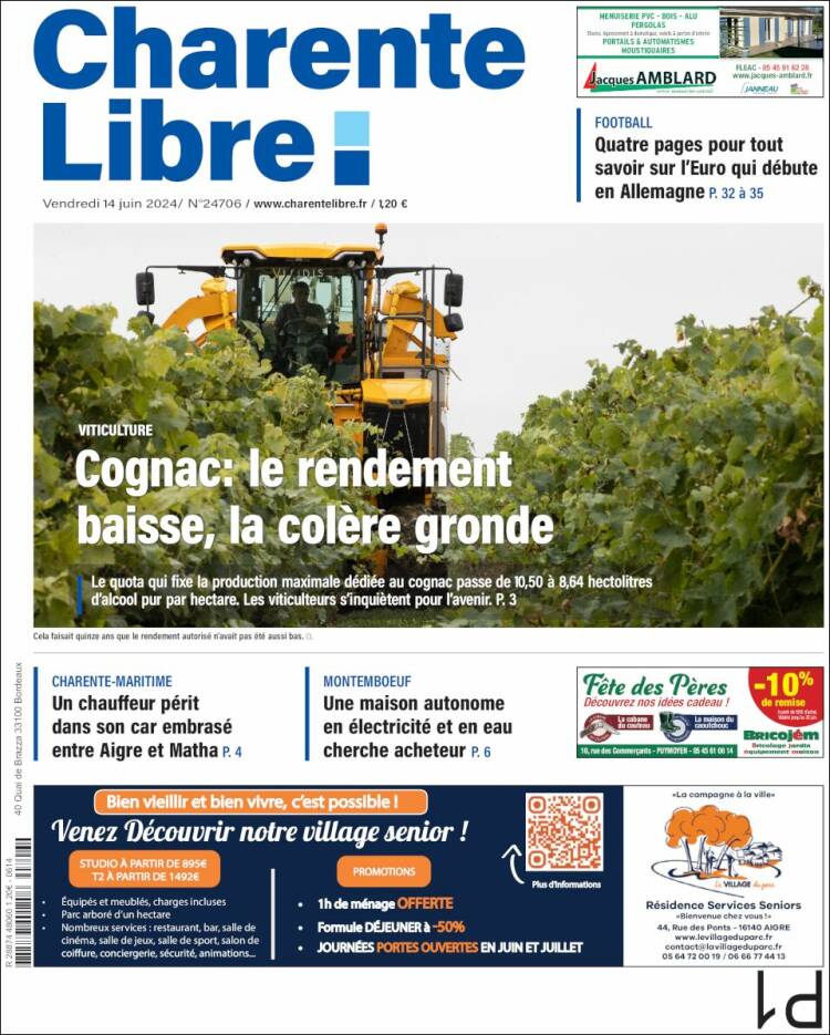 Portada de Charente Libre (Francia)