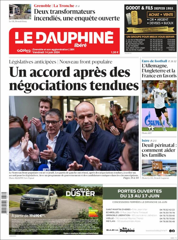 Portada de Le Dauphiné Libéré (Francia)