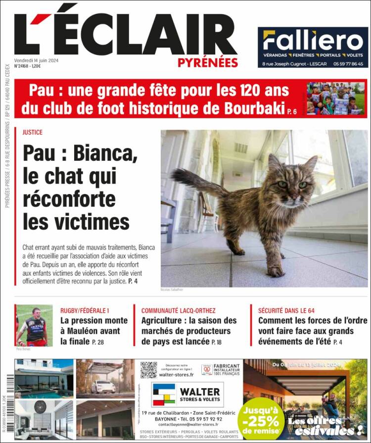 Portada de L'Eclair des Pyrénées (Francia)