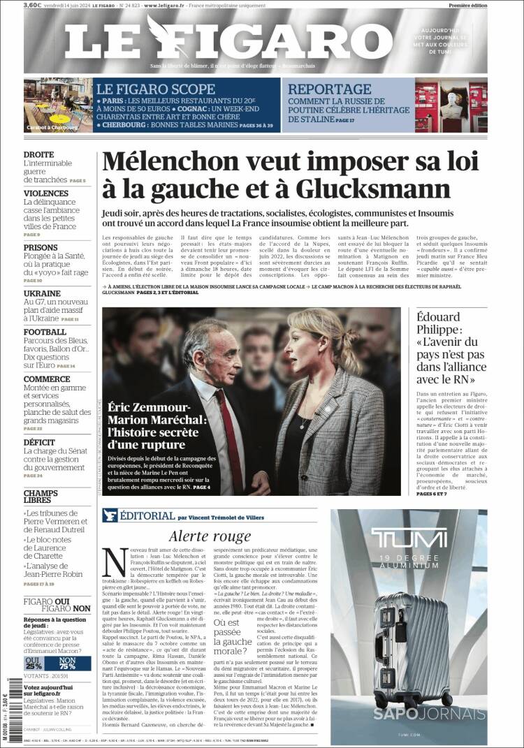Portada de Le Figaro (Francia)