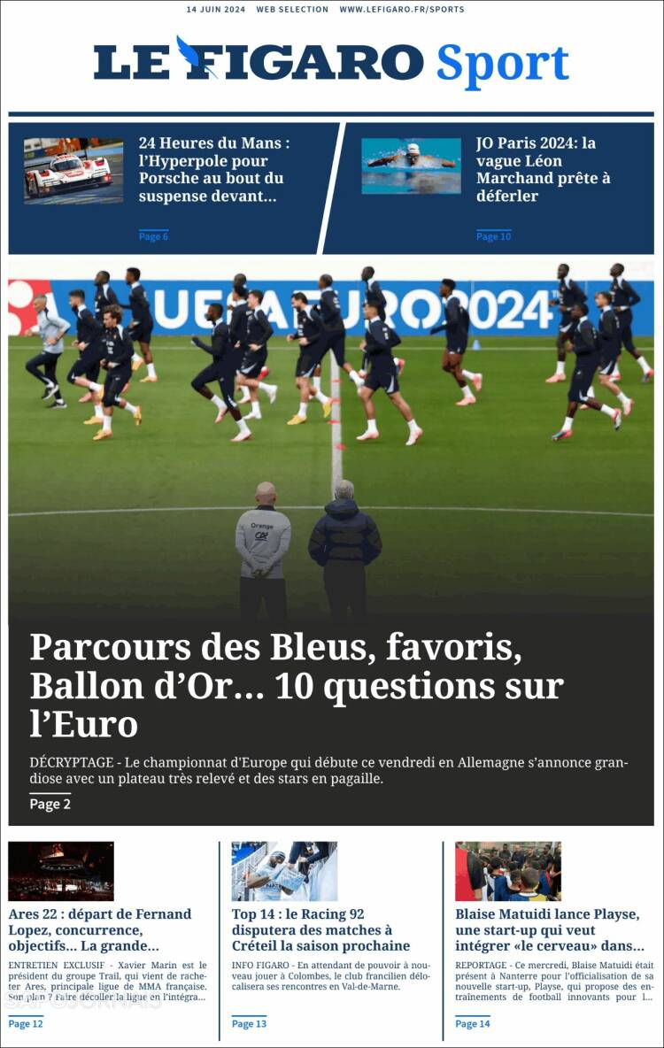 Portada de Le Figaro Sport (Francia)
