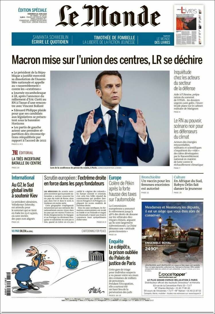 Portada de Le Monde (Francia)
