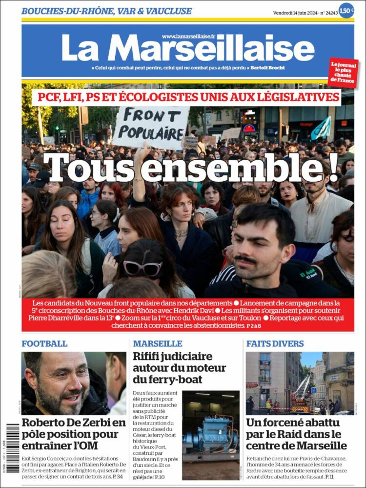 Portada de La Marseillaise (Francia)