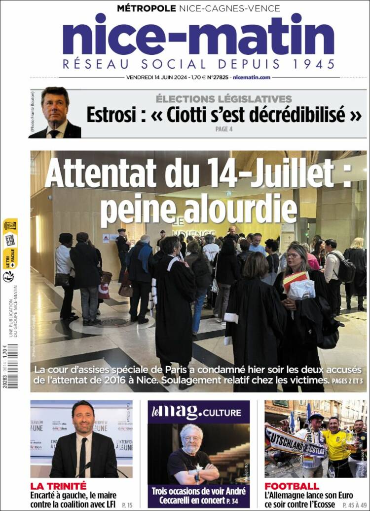 Portada de Nice-Matin (Francia)