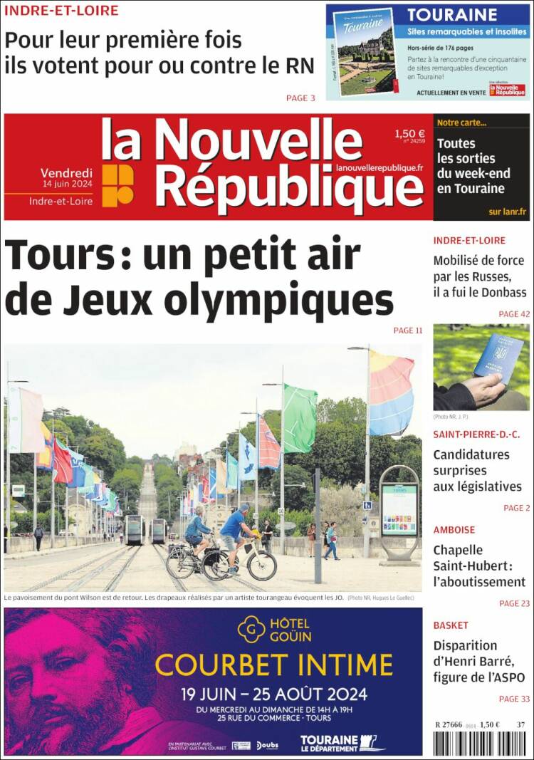 Portada de La Nouvelle Republique (Francia)