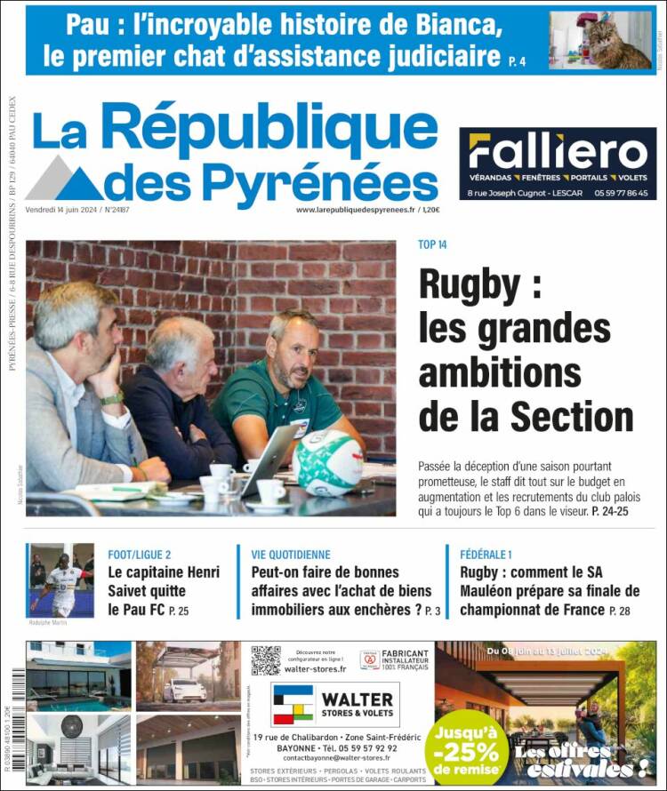 Portada de La République des Pyrénées (Francia)