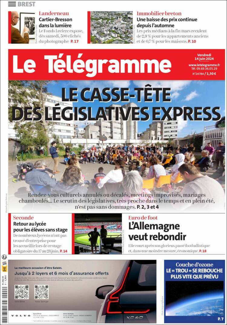 Portada de Télégramme (Francia)
