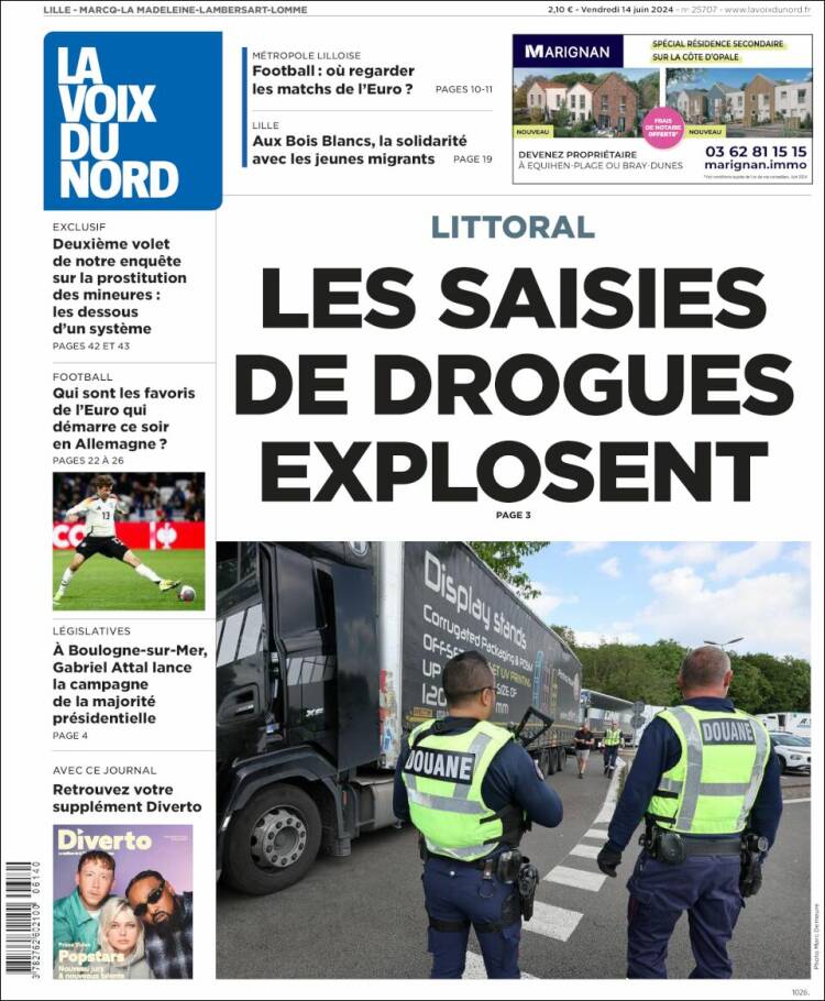 Portada de La Voix du Nord (Francia)