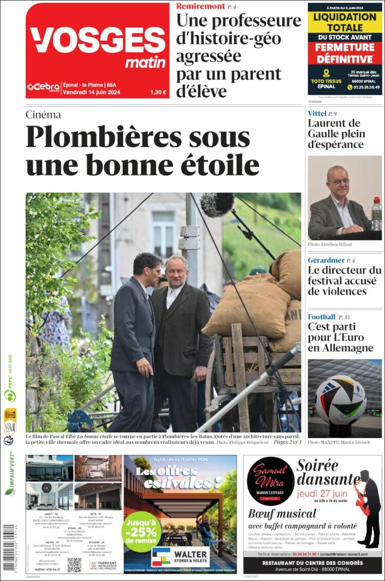 Portada de Vosges Matin (Francia)