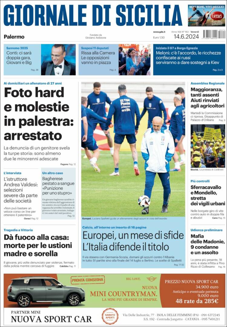 Portada de Giornale di Sicilia (Italie)