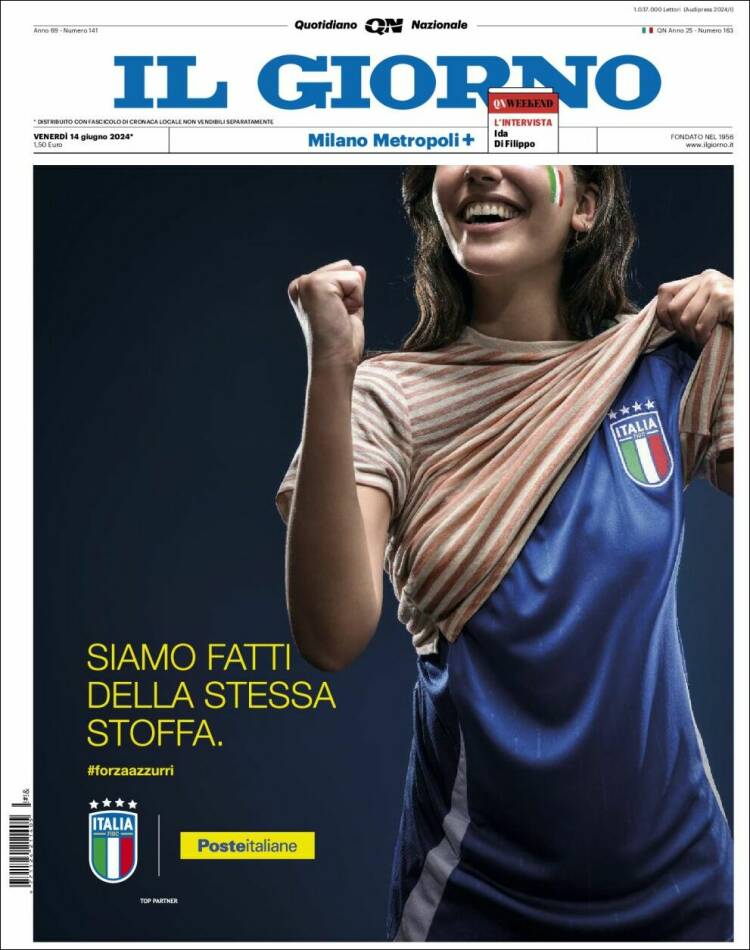 Portada de Il Giorno (Italia)