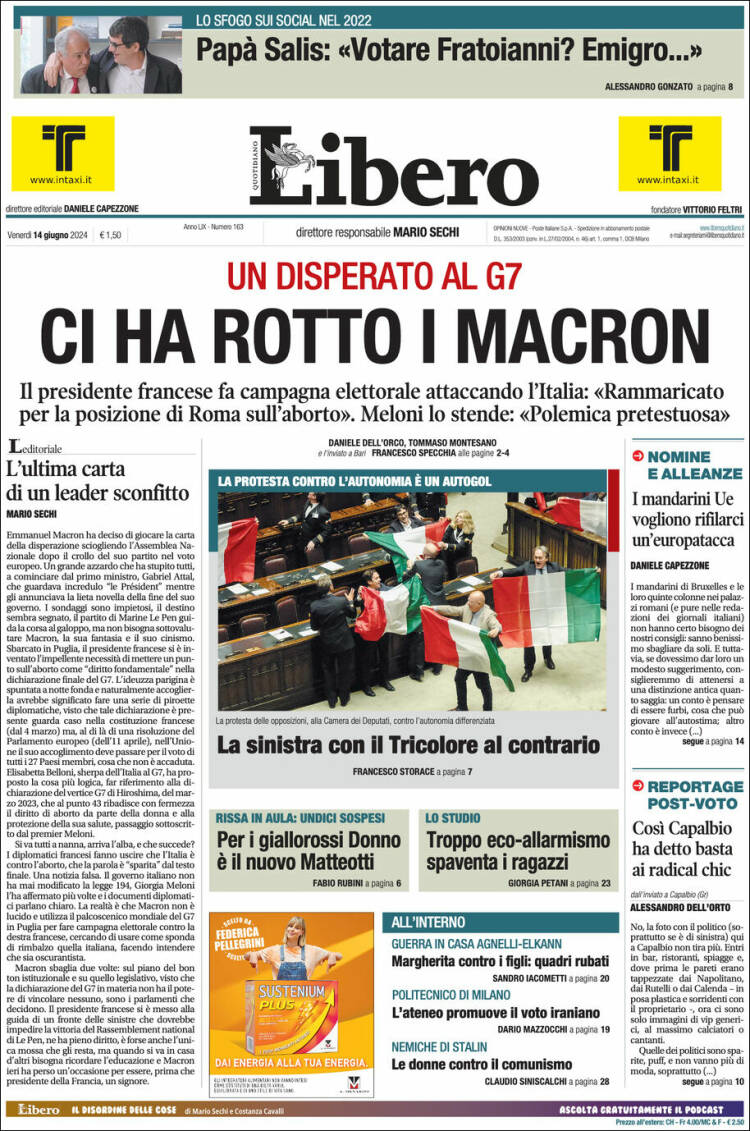 Portada de Libero (Italia)