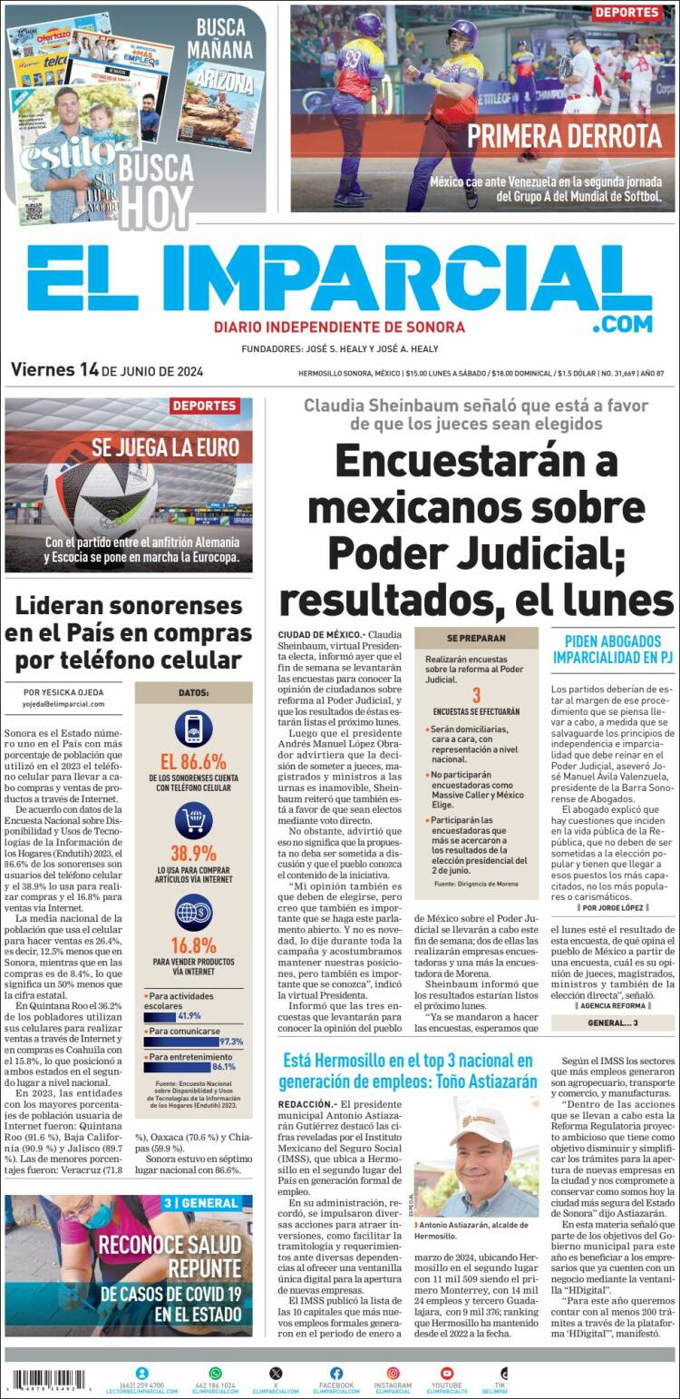 Portada de El Imparcial (M&eacute;xico)