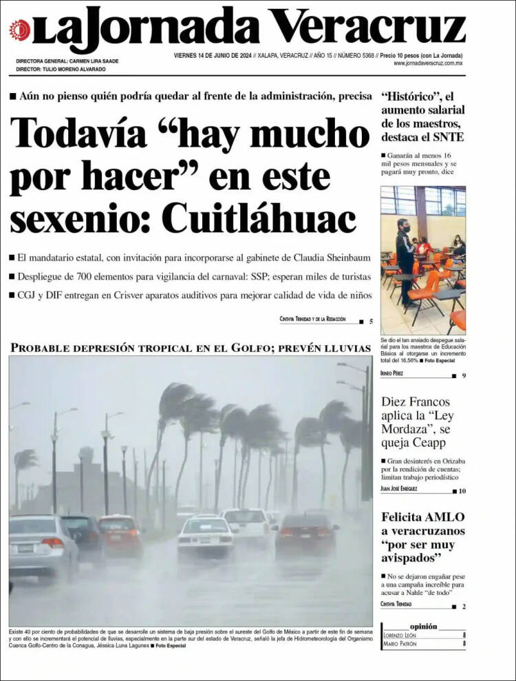 Portada de La Jornada Veracruz (M&eacute;xico)
